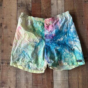 Tie-Dye Multicolor Swim Shorts By Rincon With Elastic Waist & Drawstring Size XL
